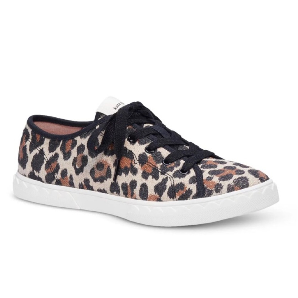 Kate Spade New York Women’s Beige Leopard Print Lace-Up Athletic Sneakers